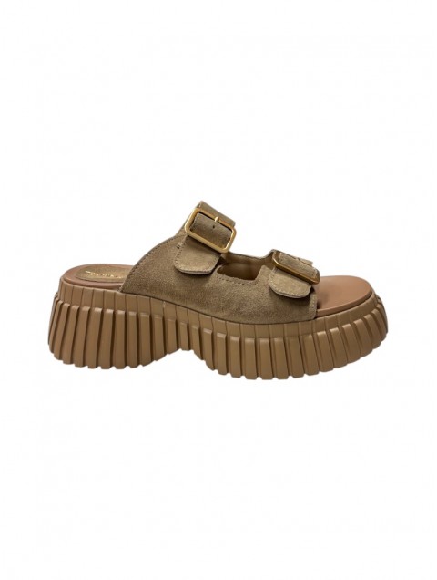 TSAKIRIS MALLAS Women's Suede Flatforms In Cigar Color