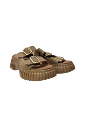 TSAKIRIS MALLAS Women's Suede Flatforms In Cigar Color