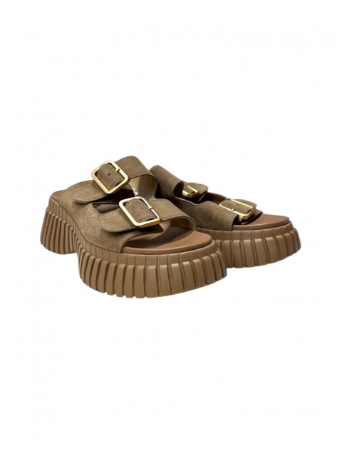 TSAKIRIS MALLAS Women's Suede Flatforms In Cigar Color