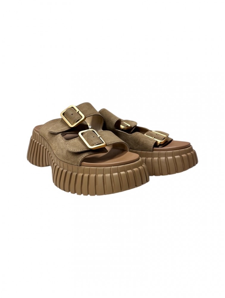 TSAKIRIS MALLAS Women's Suede Flatforms In Cigar Color