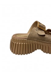 TSAKIRIS MALLAS Women's Suede Flatforms In Cigar Color