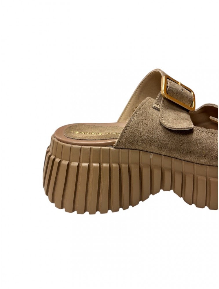TSAKIRIS MALLAS Women's Suede Flatforms In Cigar Color