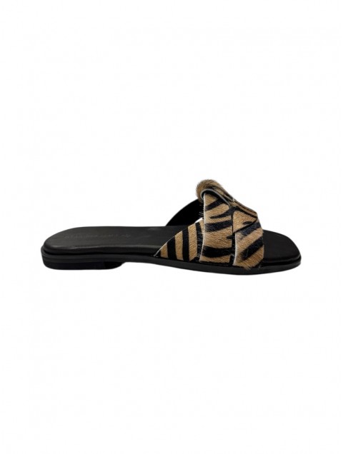 TSAKIRIS MALLAS Beige Zebra Leather Women's Sandals