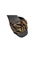 TSAKIRIS MALLAS Beige Zebra Leather Women's Sandals