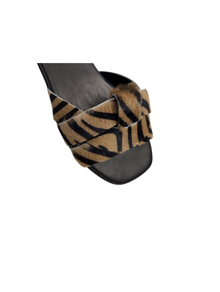 TSAKIRIS MALLAS Beige Zebra Leather Women's Sandals