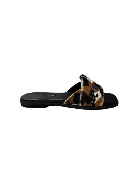 TSAKIRIS MALLAS Women's Leather Mules In Mocha Color