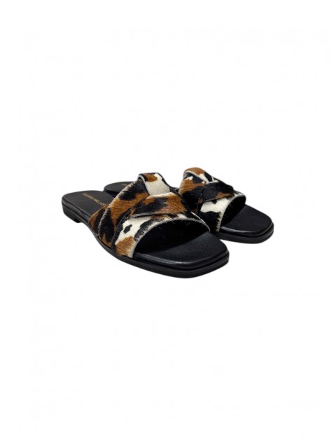TSAKIRIS MALLAS Women's Leather Mules In Mocha Color