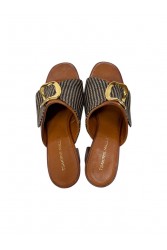 TSAKIRIS MALLAS Tan Women's Leather Mules With Buckle