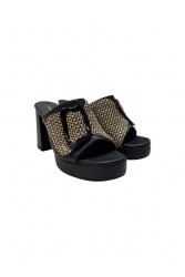 TSAKIRIS MALLAS Black Women's Mules With Straw