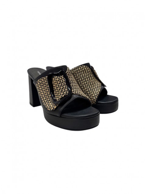 TSAKIRIS MALLAS Black Women's Mules With Straw