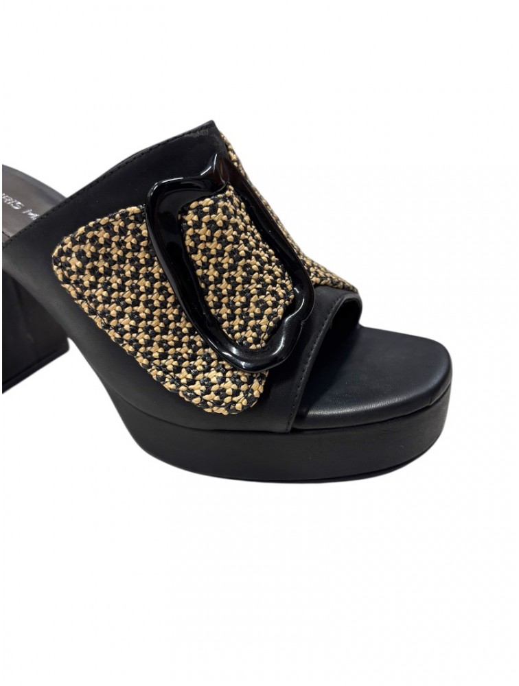 TSAKIRIS MALLAS Black Women's Mules With Straw