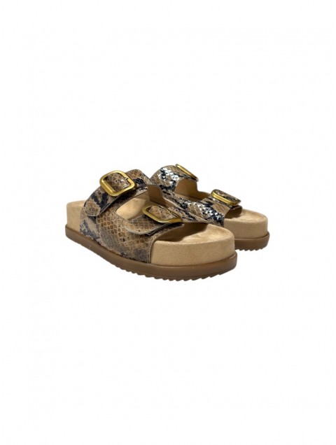 TSAKIRIS MALLAS Brown Animal Print Leather Women's Flatforms
