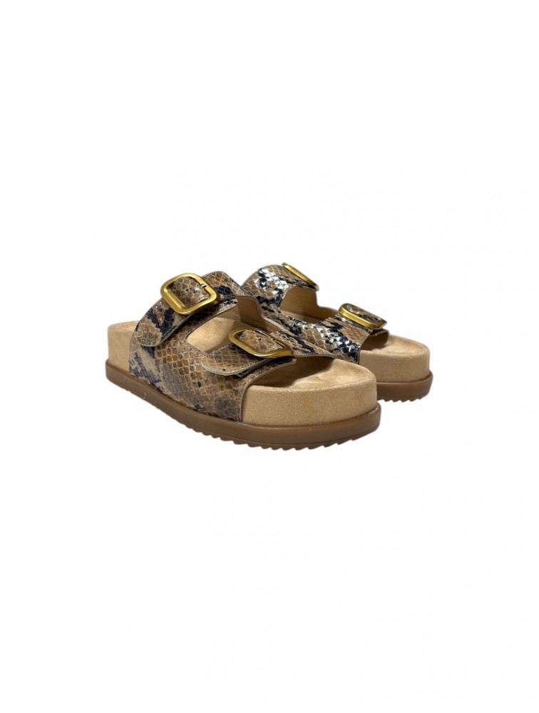 TSAKIRIS MALLAS Brown Animal Print Leather Women's Flatforms