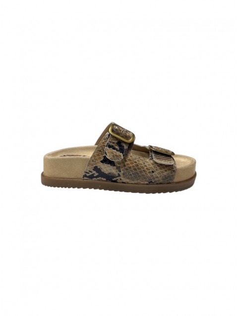 TSAKIRIS MALLAS Brown Animal Print Leather Women's Flatforms