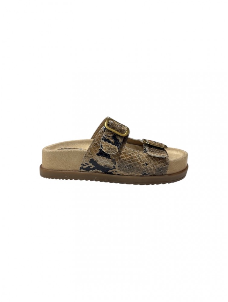 TSAKIRIS MALLAS Brown Animal Print Leather Women's Flatforms