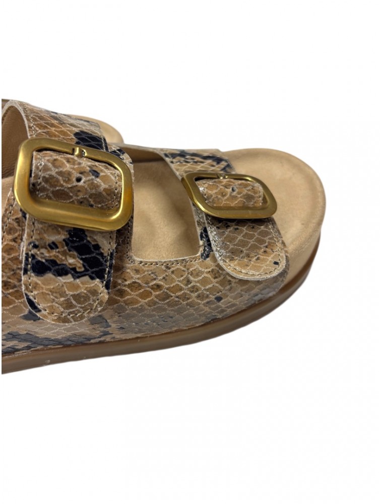 TSAKIRIS MALLAS Brown Animal Print Leather Women's Flatforms
