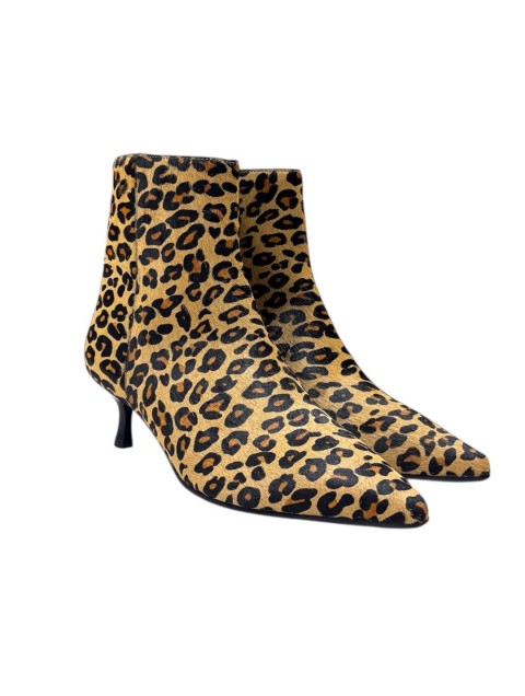 TSAKIRIS MALLAS Λεοπάρ Δερμάτινα Γυναικεία Μποτάκια