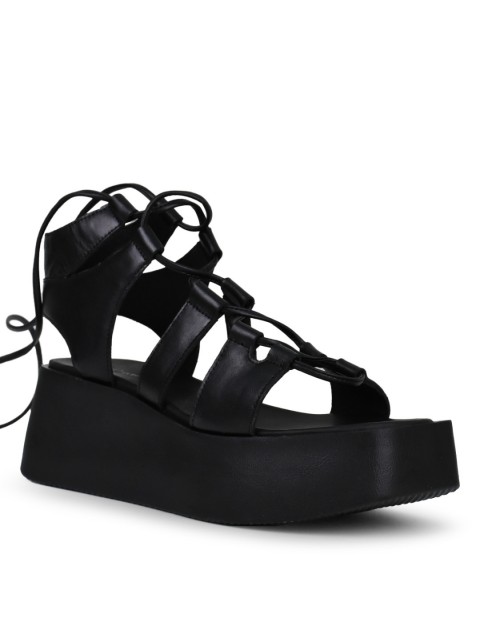 TSAKIRIS MALLAS Flat Leather Platforms Black