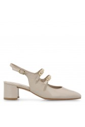 TSAKIRIS MALLAS Slingback Εκρού γυναικείες γόβες