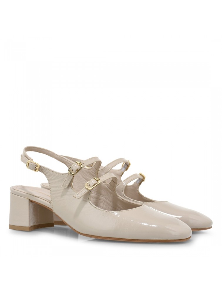TSAKIRIS MALLAS Slingback Εκρού γυναικείες γόβες