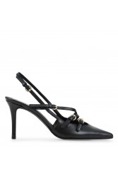 TSAKIRIS MALLAS Μαύρες γυναικείες Slingback Γόβες