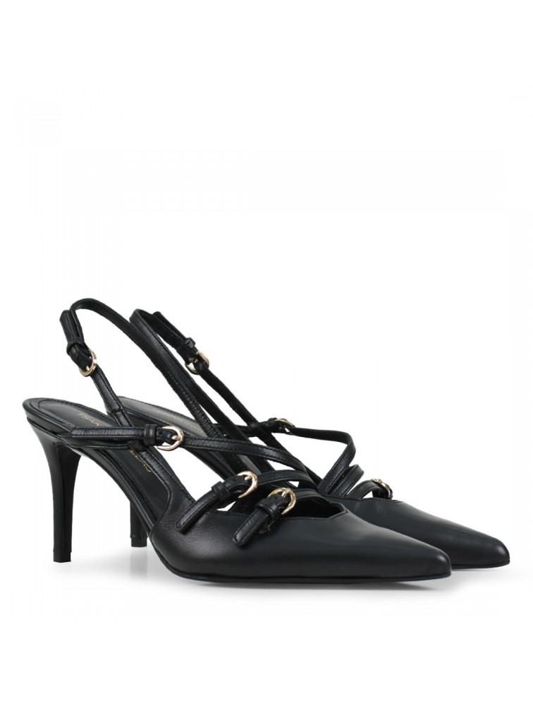 TSAKIRIS MALLAS Μαύρες γυναικείες Slingback Γόβες
