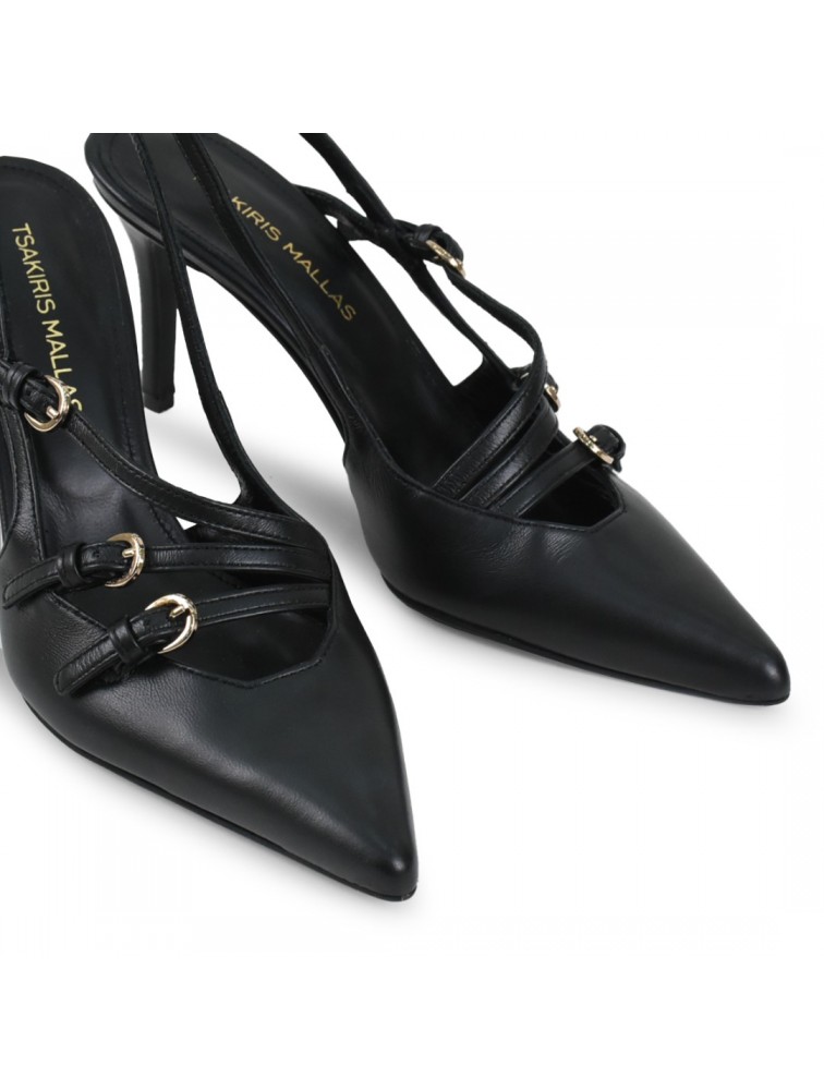 TSAKIRIS MALLAS Μαύρες γυναικείες Slingback Γόβες