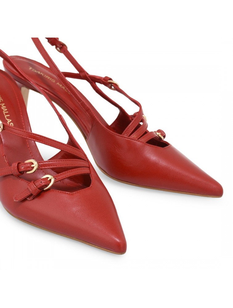 TSAKIRIS MALLAS Κόκκινες γυναικείες Slingback Γόβες