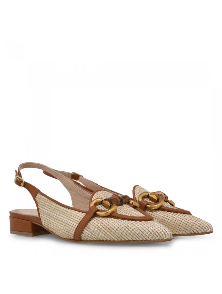 TSAKIRIS MALLAS Slingback straw ballerinas