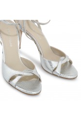 TSAKIRIS MALLAS Silver Women's Sandals With Snake Print