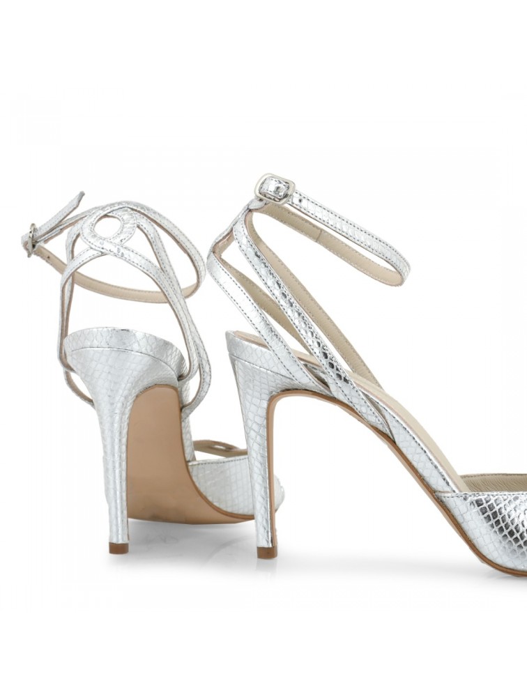 TSAKIRIS MALLAS Silver Women's Sandals With Snake Print