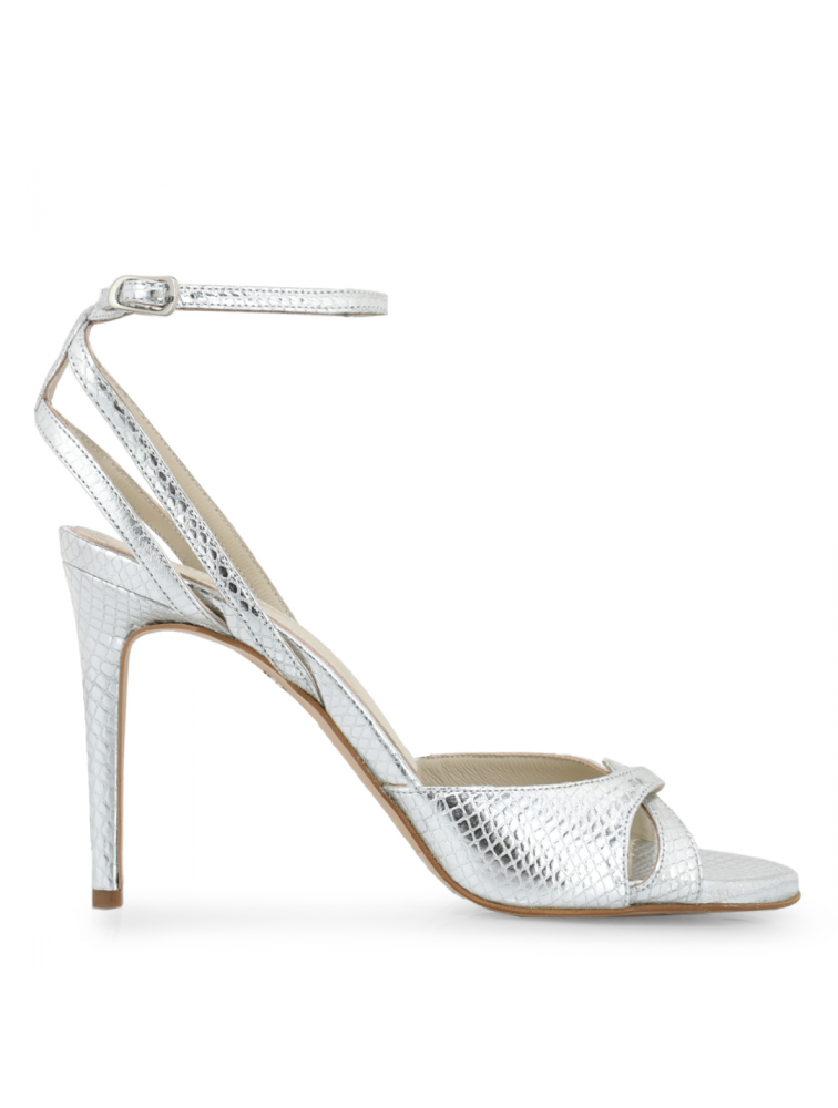 TSAKIRIS MALLAS Silver Women's Sandals With Snake Print