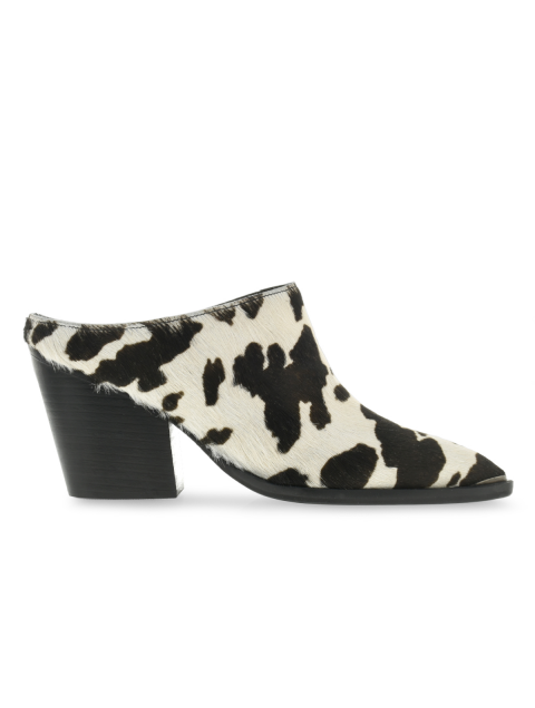 TSAKIRIS MALLAS Black and White Animal Print Women's Mules
