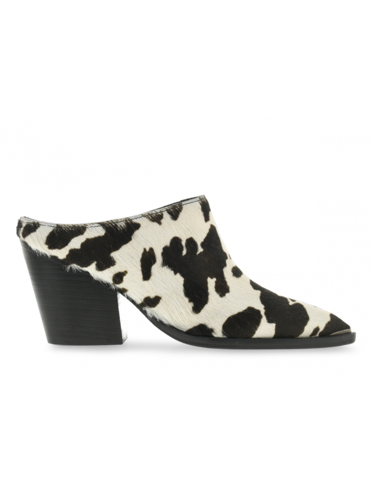 TSAKIRIS MALLAS Ασπρόμαυρα Animal Print Γυναικεία Mules