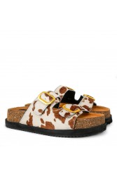 TSAKIRIS MALLAS Γυναικεία Δερμάτινα Flatforms Cow Print
