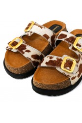 TSAKIRIS MALLAS Γυναικεία Δερμάτινα Flatforms Cow Print