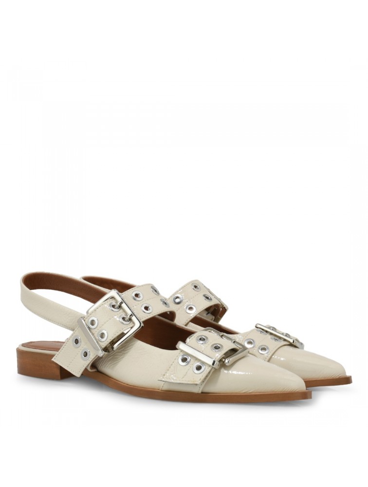 TSAKIRIS MALLAS Γυναικείες Slingback Μπαλαρίνες στο χρώμα του πάγου