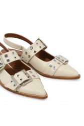 TSAKIRIS MALLAS Γυναικείες Slingback Μπαλαρίνες στο χρώμα του πάγου