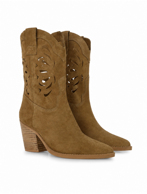 TSAKIRIS MALLAS Perforated Camel Leather Women's Boots