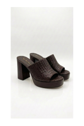 TSAKIRIS MALLAS Brown Mules with Knitting