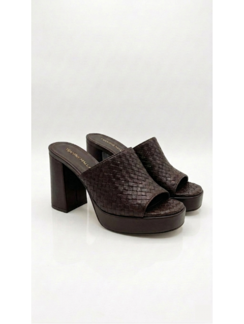 TSAKIRIS MALLAS Καφέ Mules με Πλέξη