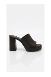 TSAKIRIS MALLAS Brown Mules with Knitting