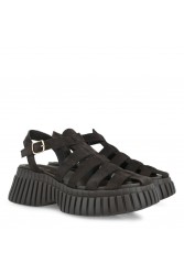 TSAKIRIS MALLAS Καφέ Σουέντ Flatforms Σανδάλια