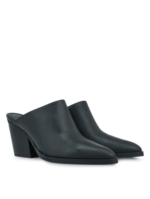 TSAKIRIS MALLAS Μαύρα Δερμάτινα Γυναικεία Mules
