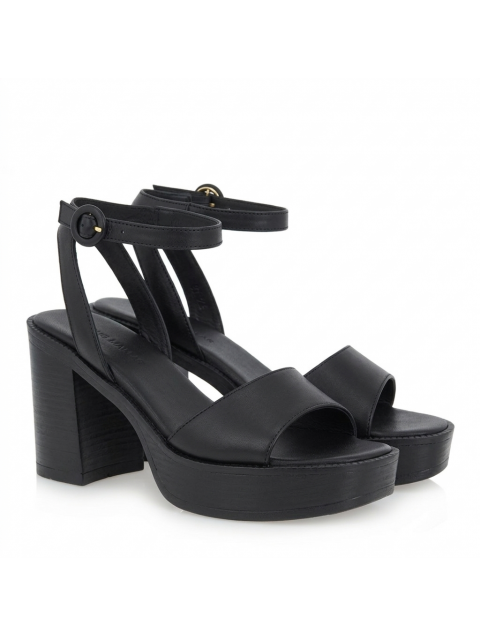 TSAKIRIS MALLAS Black Leather Sandals