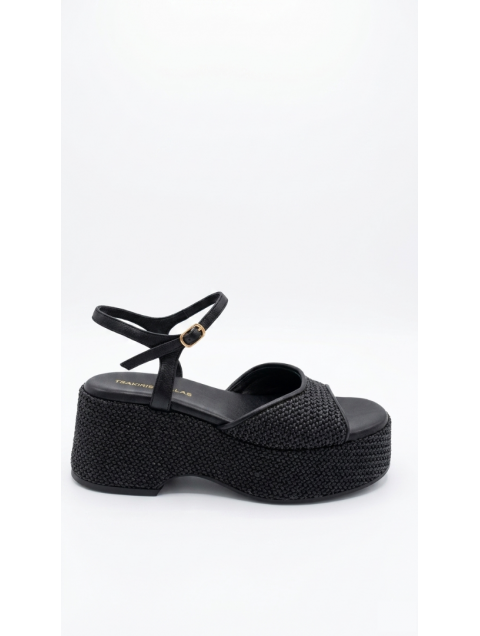 TSAKIRIS MALLAS Black Knitted Leather Women's Platforms