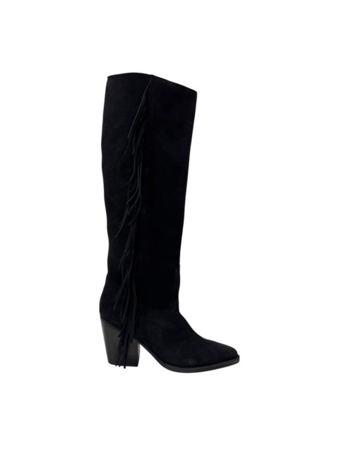 TSAKIRIS MALLAS Μαύρο Καστόρι Γυναικείες Μπότες με Κρόσια