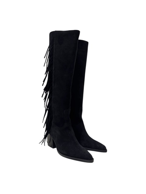 TSAKIRIS MALLAS Μαύρο Καστόρι Γυναικείες Μπότες με Κρόσια