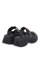 TSAKIRIS MALLAS Μαύρα Γυναικεία Δερμάτινα Flatforms