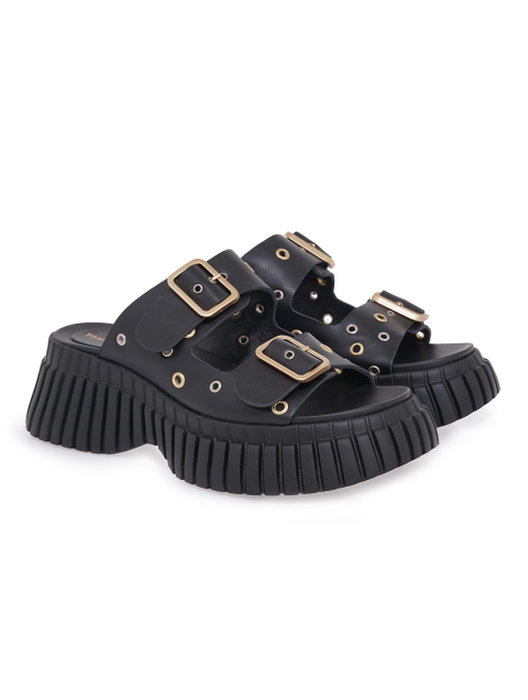 TSAKIRIS MALLAS Black Women's Leather Flatforms